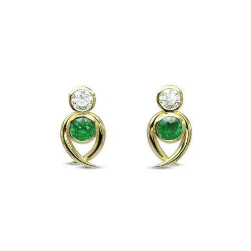 Spiky Emerald Diamond Stud Earrings Earrings Pruden and Smith   