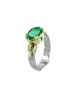 Shoulder Oval Emerald Platinum Ring (3ct) Ring Pruden and Smith   