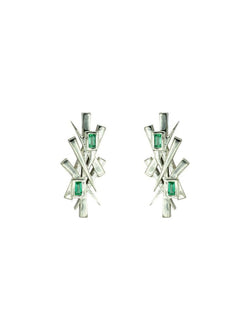 Bespoke Earstuds Emerald Abstract Gold Earrings Pruden and Smith   