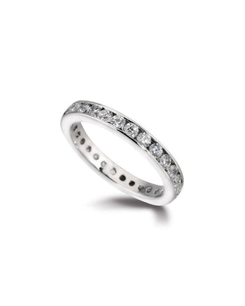 Channel Set Round Brilliant Diamond Full Eternity Ring (1ct) Ring Pruden and Smith Platinum  