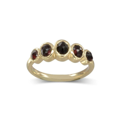 Bespoke Found River Thames Garnet Gold Ring Ring Pruden and Smith   