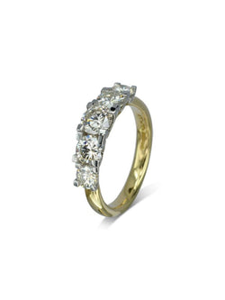 Claw Set Five Diamond Eternity Ring Ring Pruden and Smith 18ct Yellow Gold & Platinum  