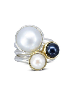 Silver Pearl Stacking Rings Ring Pruden and Smith   