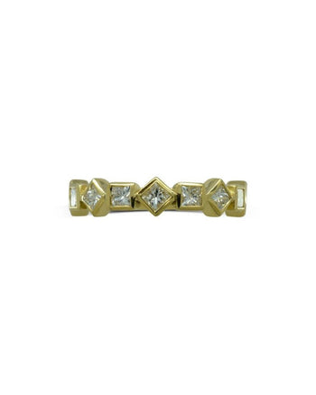 Alternating Princess Cut Diamond Half Eternity Ring Ring Pruden and Smith   