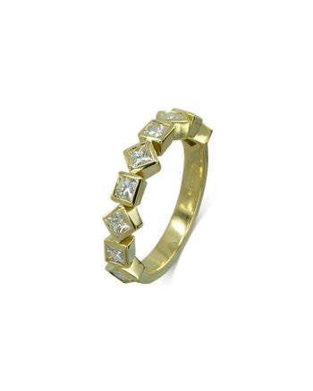 Alternating Princess Cut Diamond Half Eternity Ring Ring Pruden and Smith 18ct Yellow Gold  