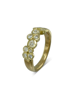 Water Bubbles Gold Organic Diamond Half Eternity Ring Ring Pruden and Smith   