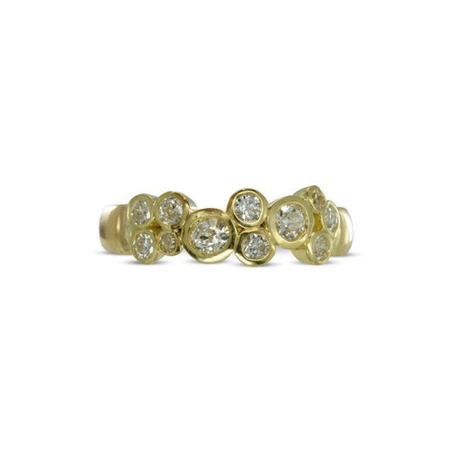 Water Bubbles Gold Organic Diamond Half Eternity Ring Ring Pruden and Smith   