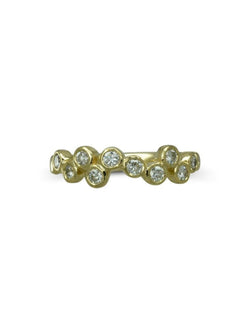 Water Bubbles Offset 9ct Yellow Gold Diamond Ring Ring Pruden and Smith   