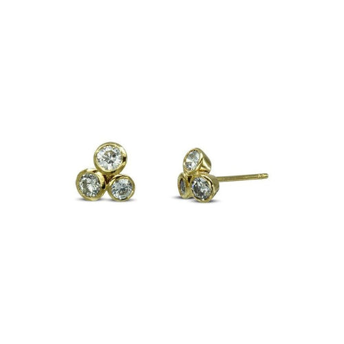 Gold Diamond Trefoil Stud Earrings (0.5ct) Earrings Pruden and Smith 9ct Yellow Gold  