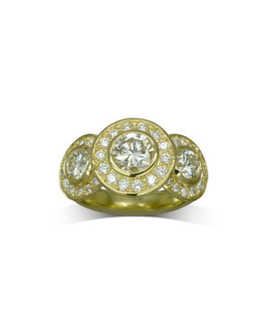 18ct Yellow Gold Diamond Trilogy Cluster Ring Ring Pruden and Smith   