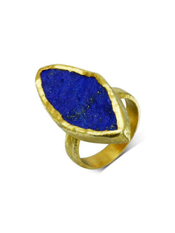 Lapis Lazuli Marquise Cut Dress Ring (25mm) Ring Pruden and Smith   