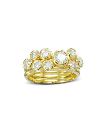 Round Brilliant Diamond Yellow Gold Stacking Ring Set Ring Pruden and Smith   