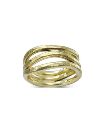 Three Strand Hammered Yellow Gold Ring Ring Pruden and Smith   