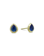 Gold Sapphire Pear Shaped Earstuds Earrings Pruden and Smith 18ct Yellow Gold  