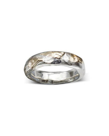 Hammered Mixed Metal Silver and Yellow Gold Ring Ring Pruden and Smith   