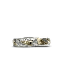 Hammered Mixed Metal Silver and Yellow Gold Ring Ring Pruden and Smith   