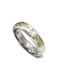 Hammered Mixed Metal Silver and Yellow Gold Ring Ring Pruden and Smith   