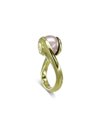 Suspended Pink Pearl Ring Ring Pruden and Smith 18ct Yellow Gold  