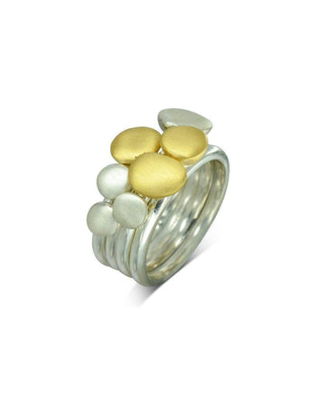 Pebble Two Colour Matte Gold Stacking Ring Set Ring Pruden and Smith   