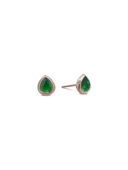 Pear Shaped Emerald 9ct Gold Stud Earrings Earrings Pruden and Smith 9ct Rose Gold  