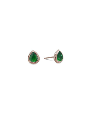 Pear Shaped Emerald 9ct Gold Stud Earrings Earrings Pruden and Smith 9ct Rose Gold  