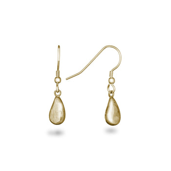 Teardrop Hammered Yellow Gold Drop Earrings Earrings Pruden and Smith   