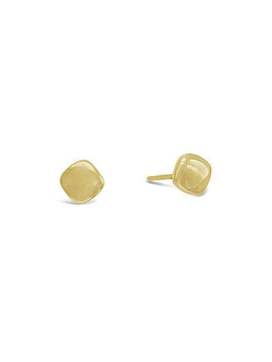 Pebble 9ct Gold Stud Earrings Earrings Pruden and Smith Square 9ct Yellow Gold 