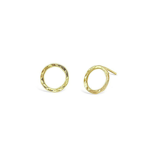 Hammered Ring Yellow Gold Stud Earrings Earrings Pruden and Smith   