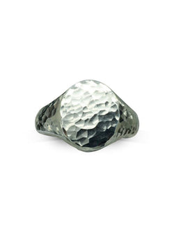 Hammered Silver Signet Ring Ring Pruden and Smith 11x9mm Silver 