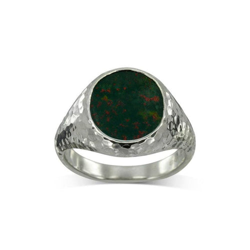 Hammered Bloodstone Signet Ring Ring Pruden and Smith   