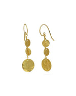 Marwar Hammered Disc Dangly Earrings Earrings Pruden and Smith Yellow Gold Vermeil  