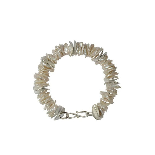 Keshi Pearl Silver Disc Bracelet Bracelet Pruden and Smith   