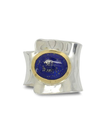 Lapis Lazuli  18ct Yellow Gold and Silver Cuff Ring Ring Pruden and Smith   