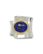 Lapis Lazuli  18ct Yellow Gold and Silver Cuff Ring Ring Pruden and Smith   