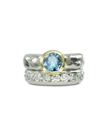 Solitaire Aquamarine Two Tone Engagement Ring Ring Pruden and Smith   