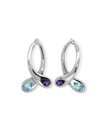 Moi et Toi Amethyst and Blue Topaz Drop Earrings Earrings Pruden and Smith   