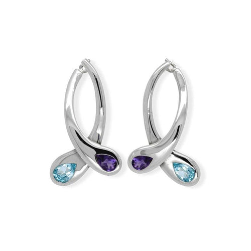 Moi et Toi Amethyst and Blue Topaz Drop Earrings Earrings Pruden and Smith   