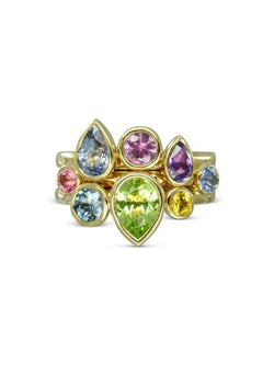 Multi-Coloured Pear Shaped Sapphire Stacking Ring Set Ring Pruden and Smith   