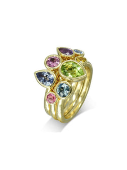 Multi-Coloured Pear Shaped Sapphire Stacking Ring Set Ring Pruden and Smith   