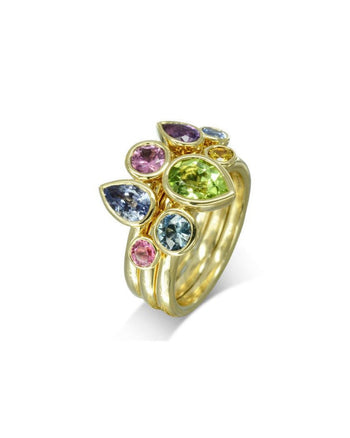 Multi-Coloured Pear Shaped Sapphire Stacking Ring Set Ring Pruden and Smith   