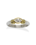 Shoulder Mixed Metal Oval Diamond Ring (0.4ct) Ring Pruden and Smith   