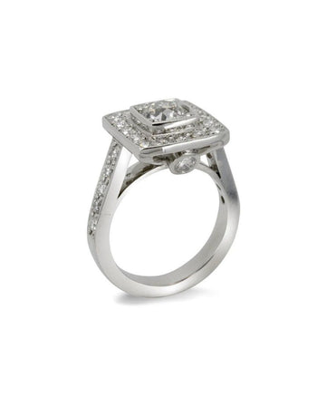 Sqaure Cluster Ring with Diamond Shoulders Ring Pruden and Smith   