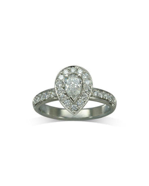 Pear Shaped Diamond Cluster Engagement Ring Ring Pruden and Smith   