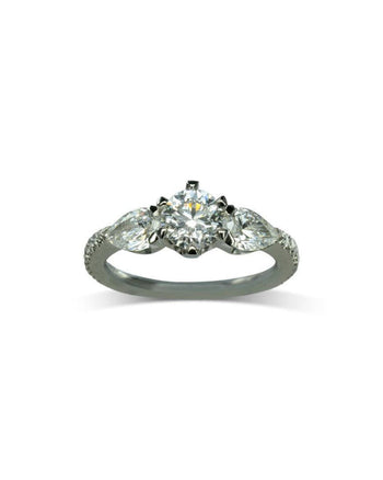 Claw Round and Pear Shaped Diamond Trilogy Ring Ring Pruden and Smith Engagement Ring Only  