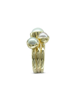 Round Pearl Gold Ring Ring Pruden and Smith 9ct White Gold Pearl (Grey Freshwater) 