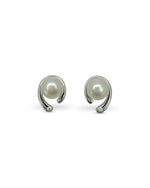 Spiky White Gold Pearl and Diamond Stud Earrings Earrings Pruden and Smith   