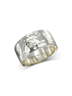 Hammered Ring (Wide) Ring Pruden and Smith 12mm 9ct White Gold 