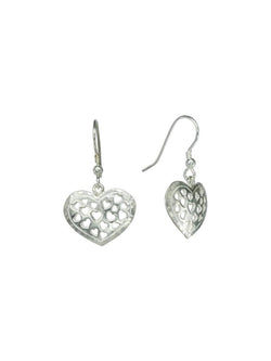 Pierced Heart Drop Earrings Earrings Pruden and Smith Silver  