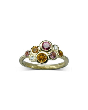 Water Bubbles Pink Tourmaline, Citrine and Diamond Cluster Ring Ring Pruden and Smith   