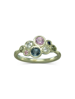 Water Bubbles Pink and Teal Sapphire Cluster Ring Ring Pruden and Smith   